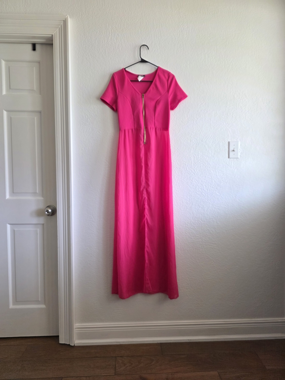 Cleo Hot Pink Zip-Front Maxi Dress